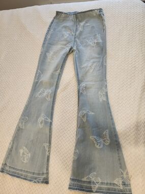 No Boundaries Light Blue Butterfly Flare Jeans